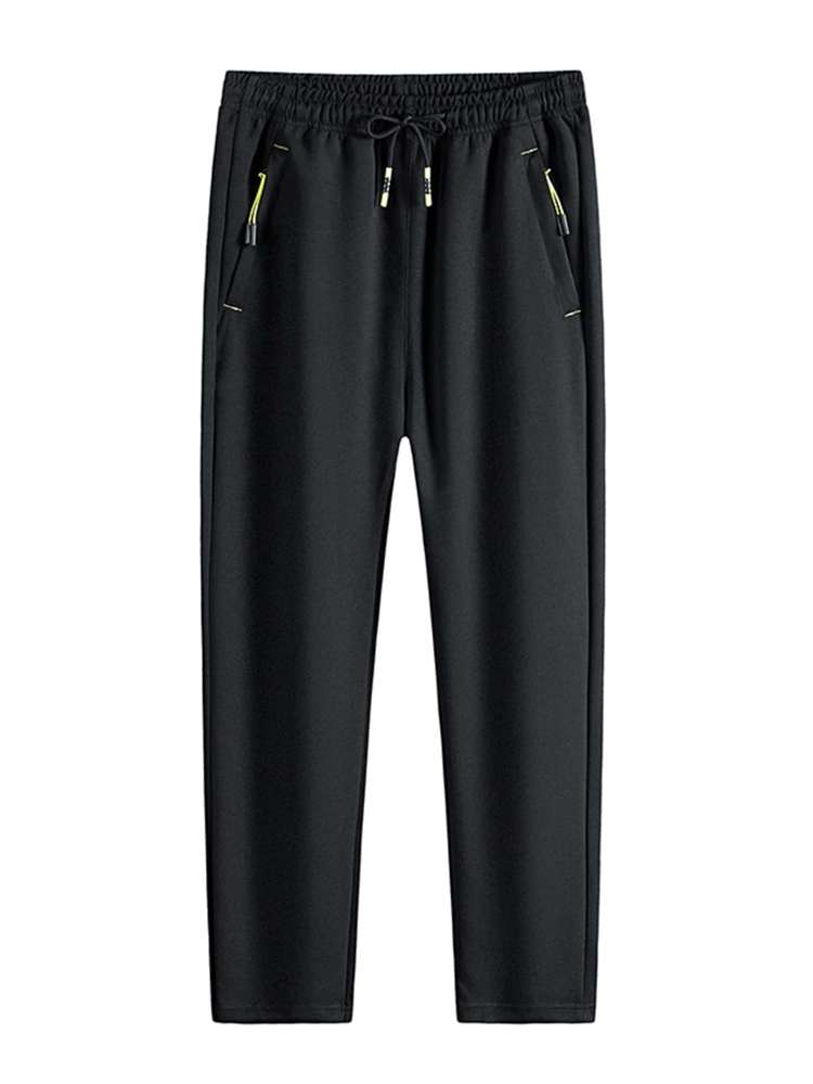  Plain Tie Front Black Men Sweatpants 4116