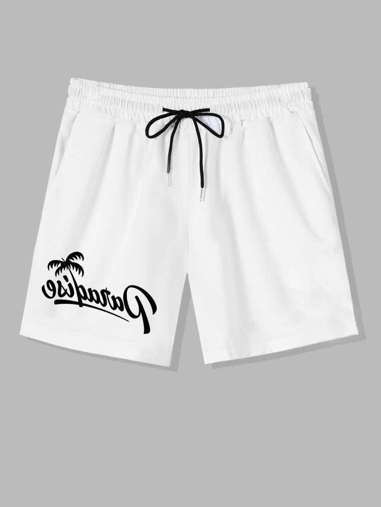 Drawstring  Black Men Shorts 1020