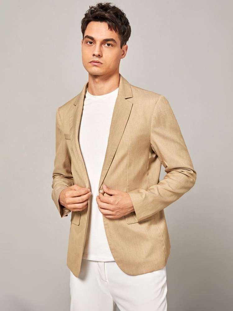 Plain Lapel Regular Fit Button Men Blazers 8300