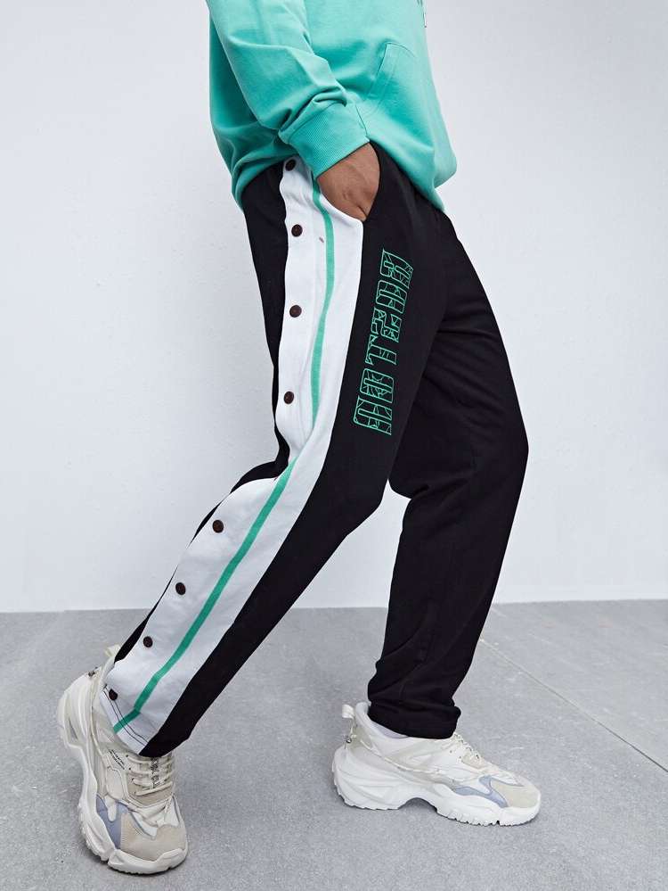  Long Colorblock Side Stripe Men Sweatpants 3076