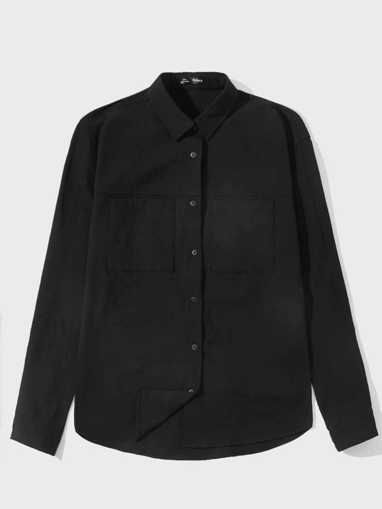 Regular Fit Black Regular Pocket Men Shirts 3202