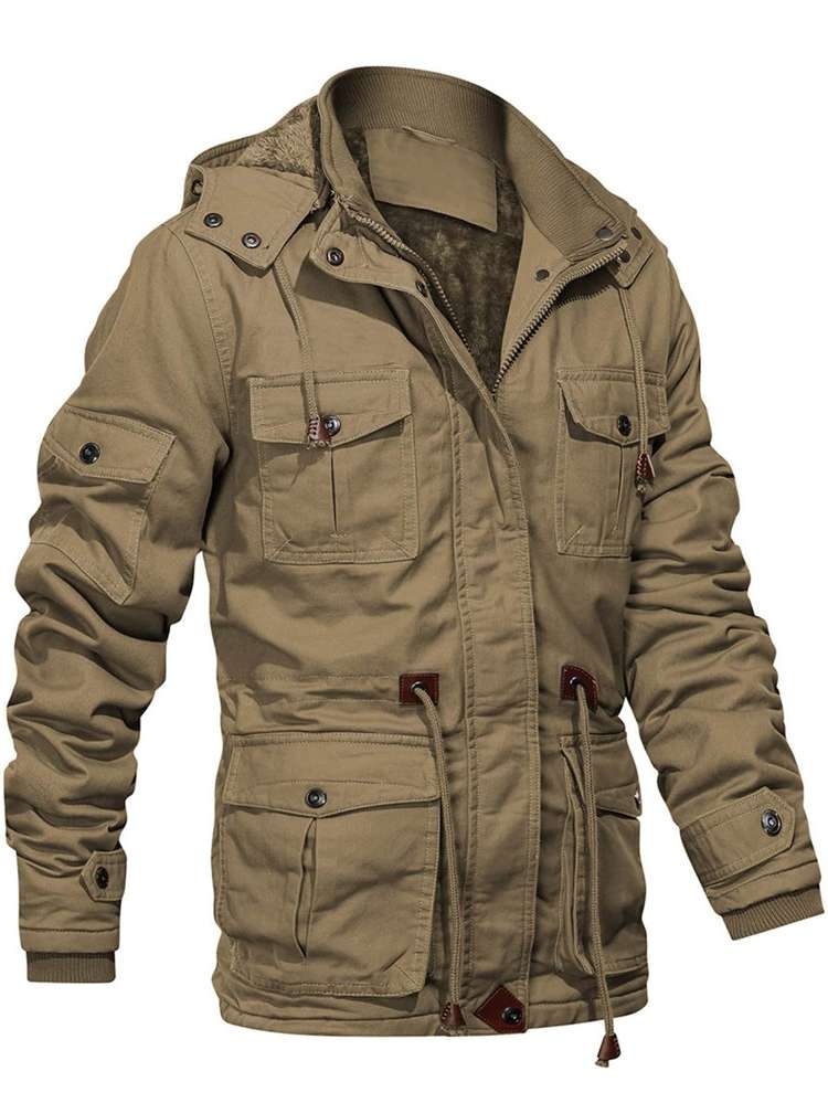 Zipper Regular Fit Hooded Men Outerwear 7349