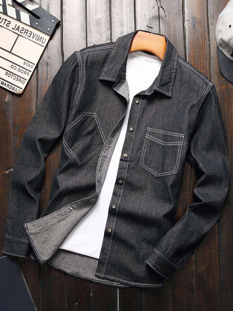 Regular Fit Pocket Collar Men Denim 2520