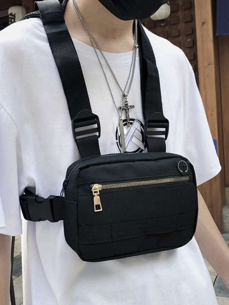 Plain  Black Men Bags 8660