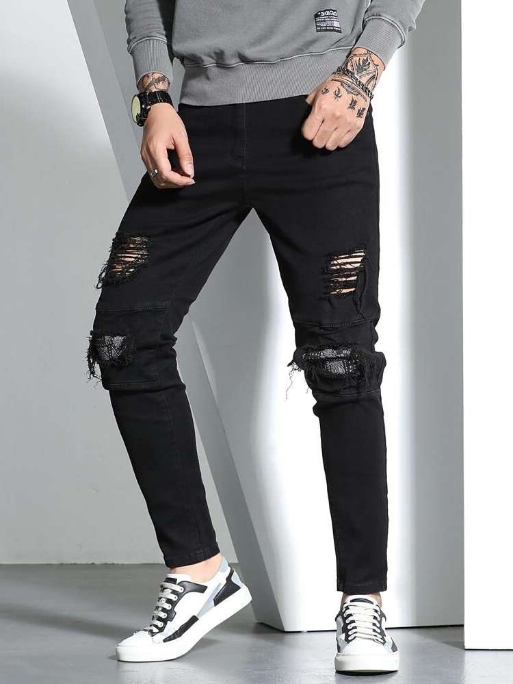 Plain  Cropped Men Jeans 6