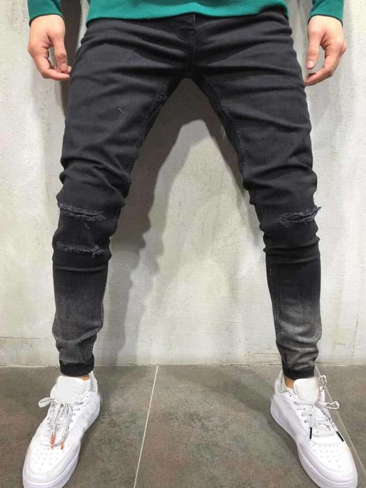 Ombre Skinny Black Men Clothing 5947