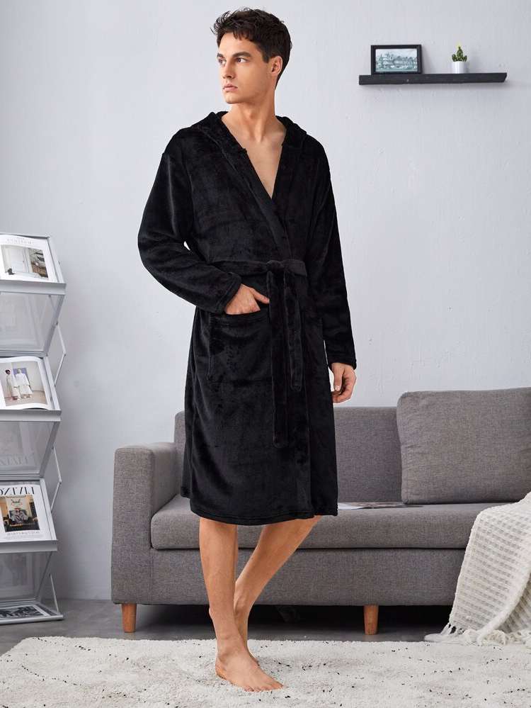 Casual Plain Belted Men Loungewear Robes 4207