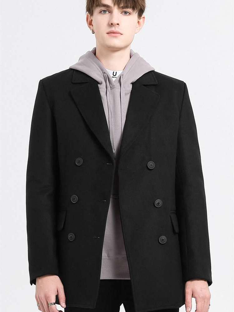  Short Plain Men Overcoats 8051