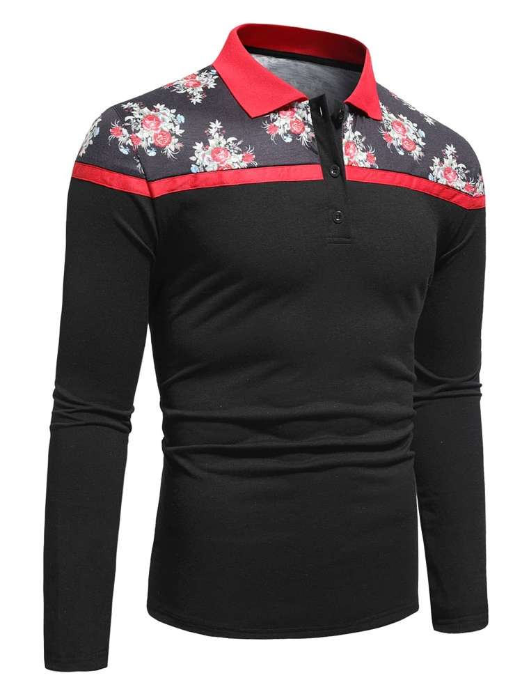 Black Button Long Sleeve Men Clothing 4801