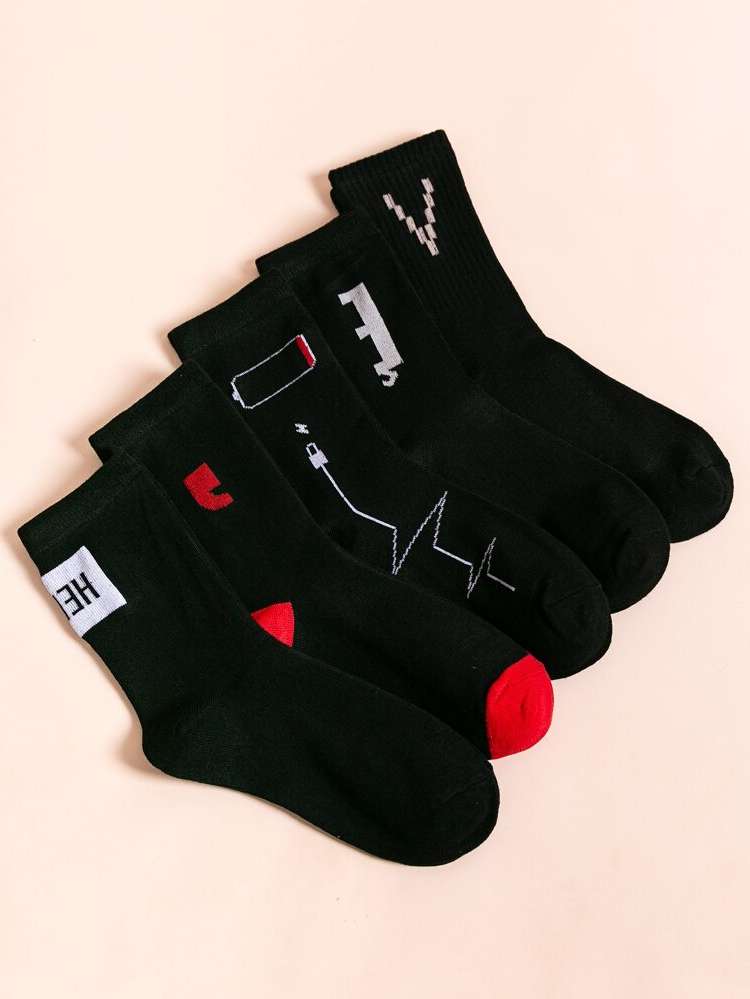  Letter Black Men Socks 363