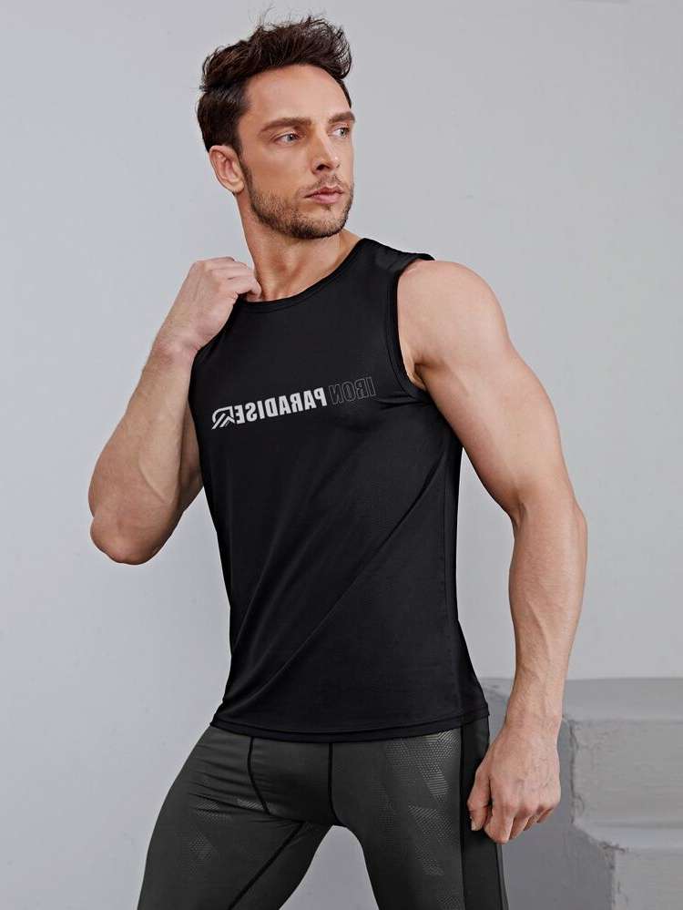 Regular Letter Sleeveless Men Sports Tees  Tanks 8584