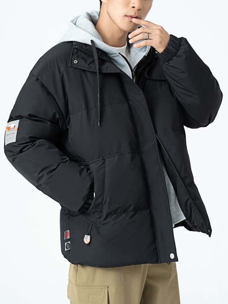 Long Sleeve Regular Fit Casual Patched Men Winter Coats 4323