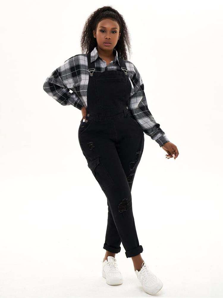  Plain Black Plus Size Denim 919