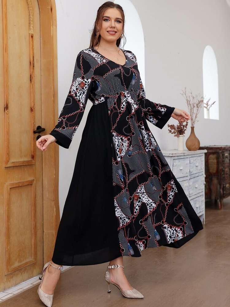  Regular Fit Modest Long Sleeve Plus Size Dresses 5823