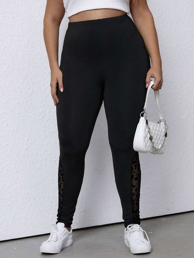 Black  Leopard Plus Size Leggings 6612