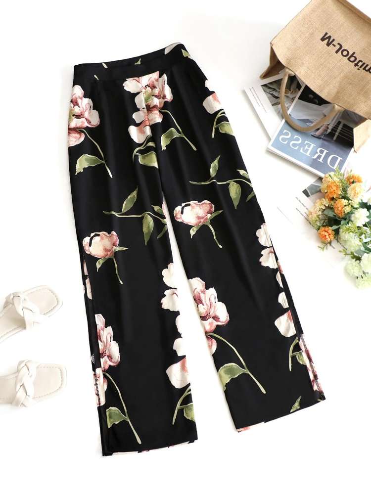   Floral Plus Size Pants 4776