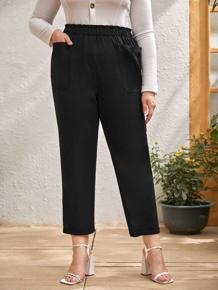  Plain Casual Plus Size Bottoms 9852