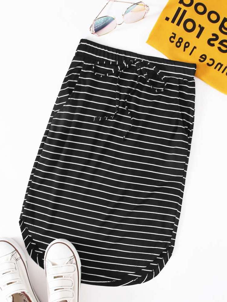  Regular Fit Striped Plus Size Bottoms 414