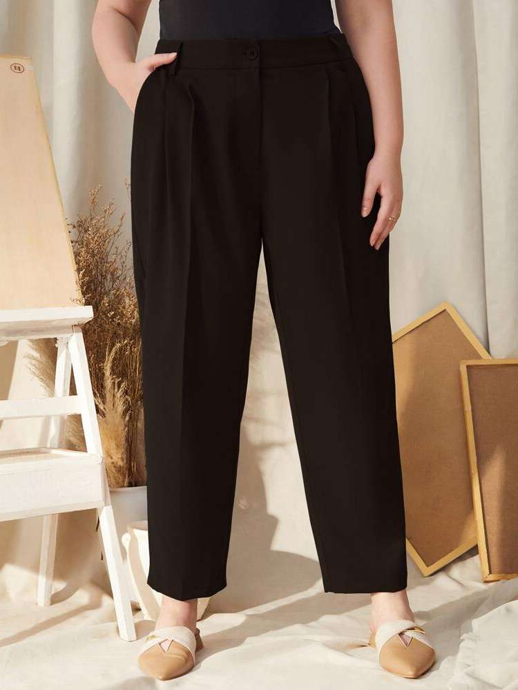  Long Regular Fit Plain Plus Size Suit Pants 9403