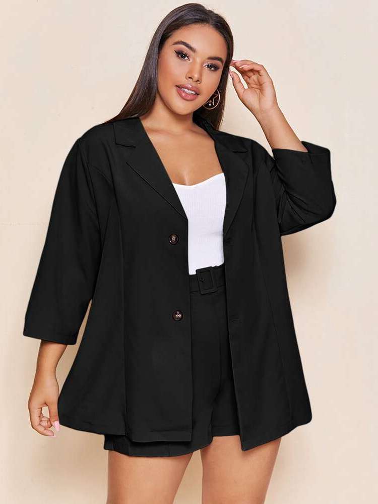  Regular Fit Plain Plus Size Suits 474