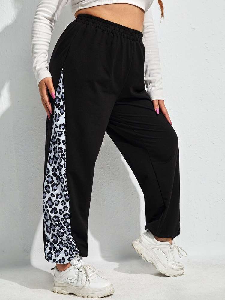 Long Leopard Black Women Plus Clothing 6552