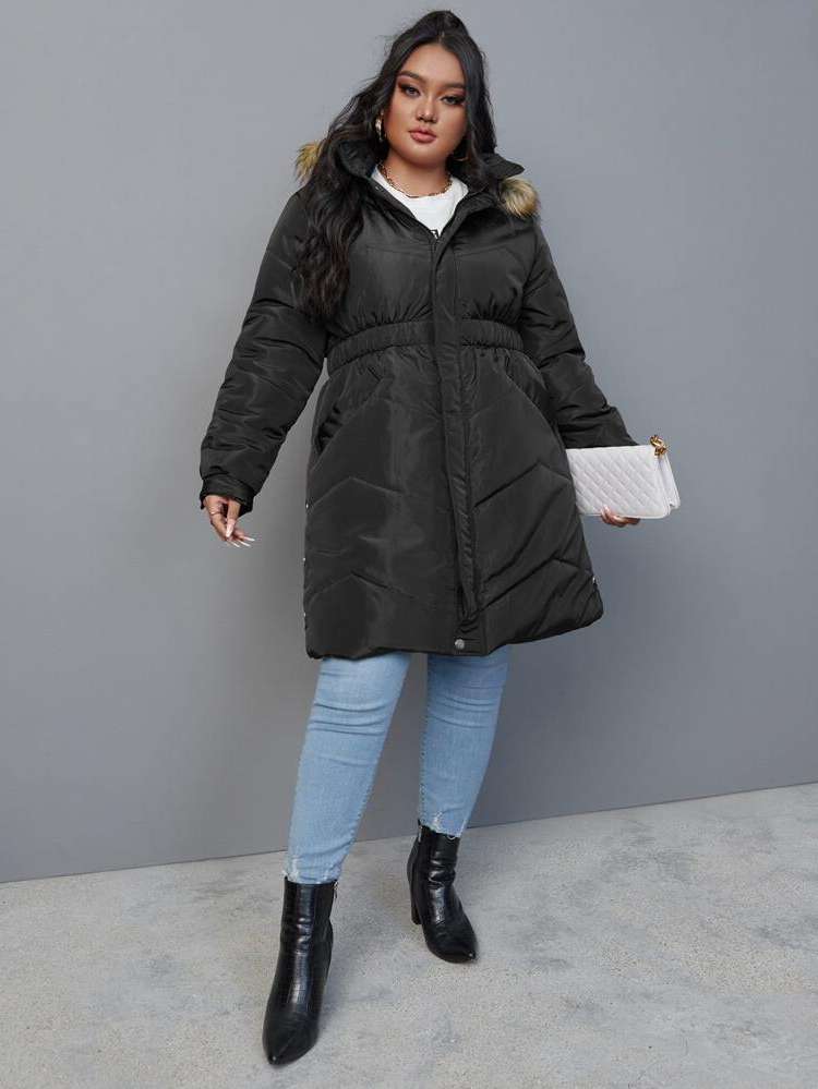 Hooded Casual Long Sleeve Short Plus Size Outerwears 4006