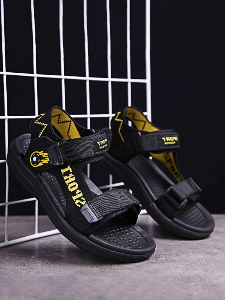  Letter Black Kids Sandals 3577