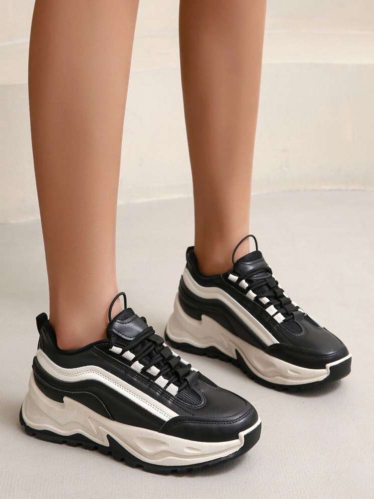 Black Colorblock  Women Sneakers 758