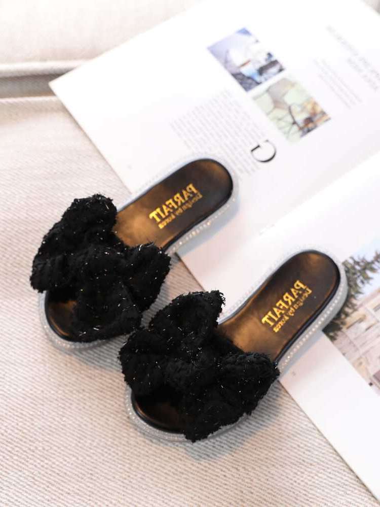 Plain Black Kids Slippers 5522