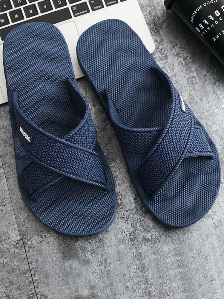 Plain  Black Men Flip Flops  Slides 7138