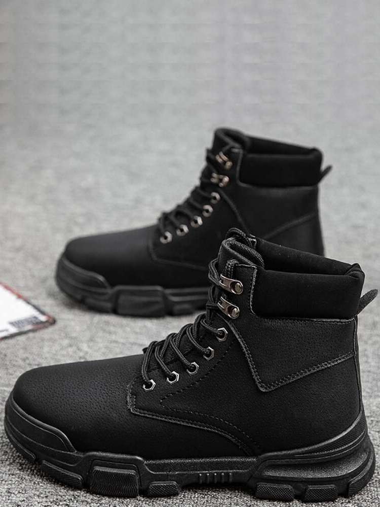  Plain Black Men Shoes 3178