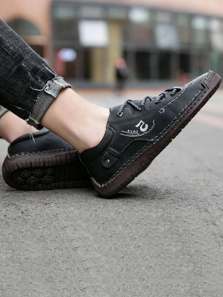 Black Letter Lace Up Men Shoes 5203