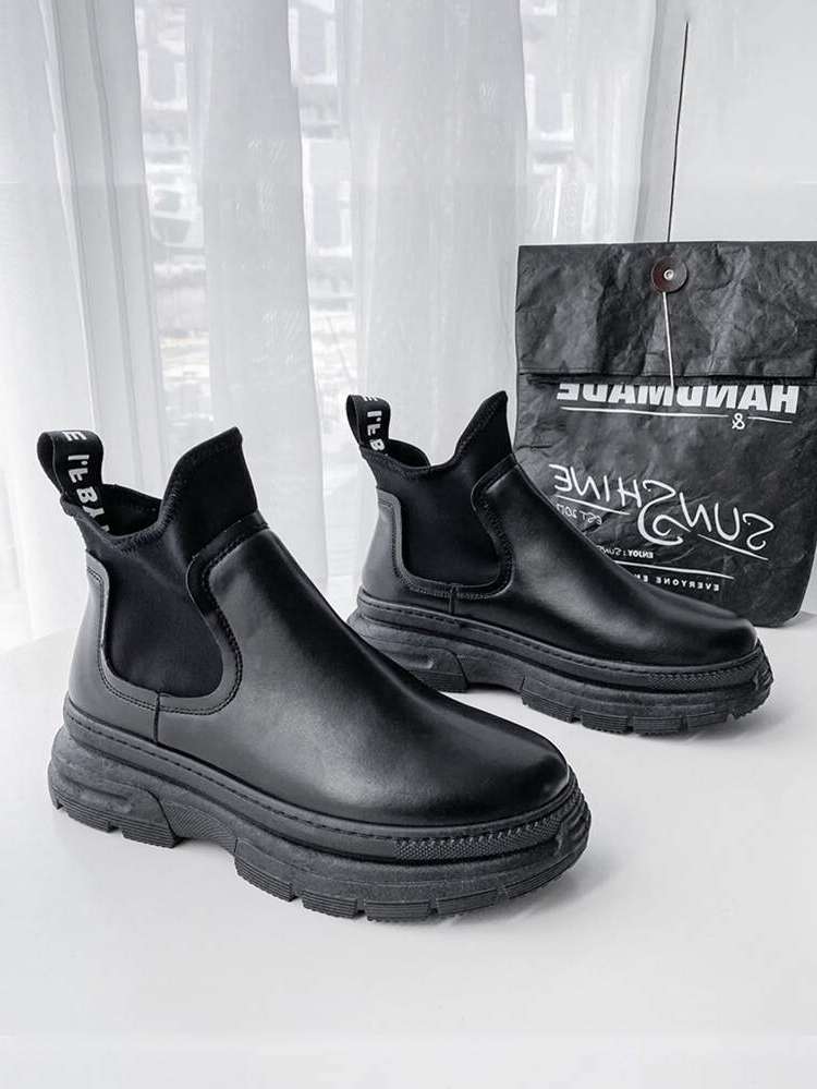  Black Plain Men Boots 5357