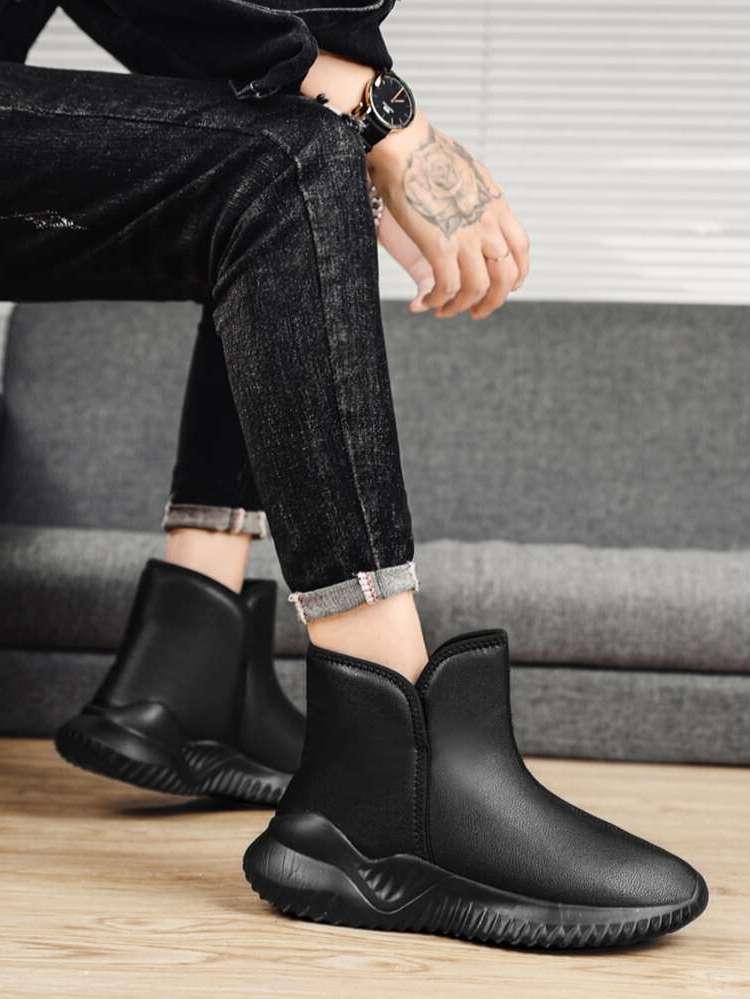 Black Plain Men Boots 404