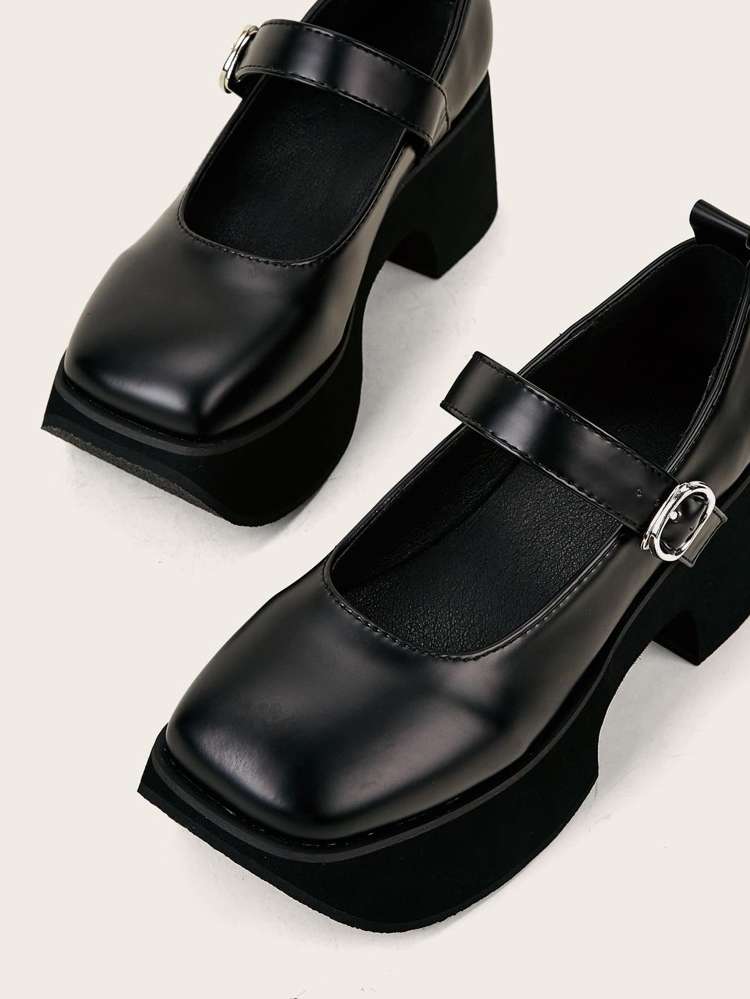  Black Plain Shoes 8676