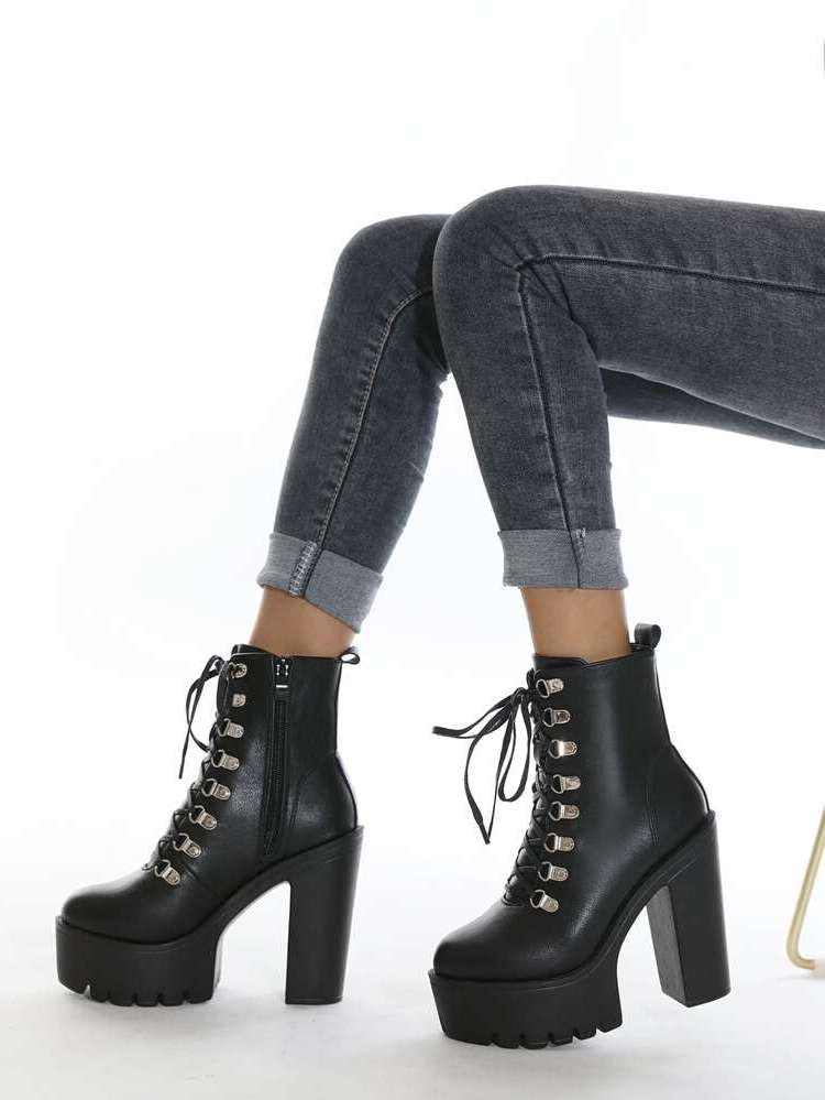  Punk Black Women Boots 1136