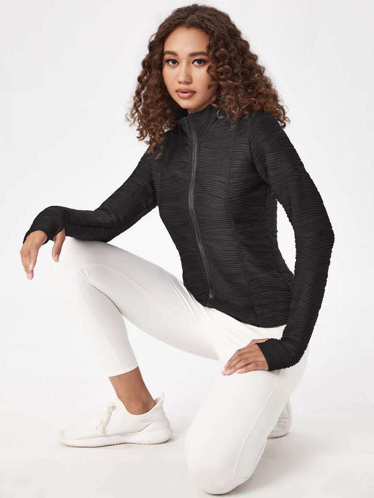 Plain Long Sleeve Black Sports 1149