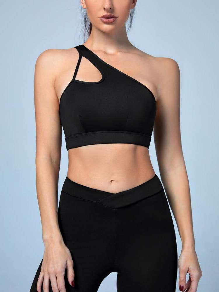 Black Cut Out One Shoulder Women Sports Intimates 5117