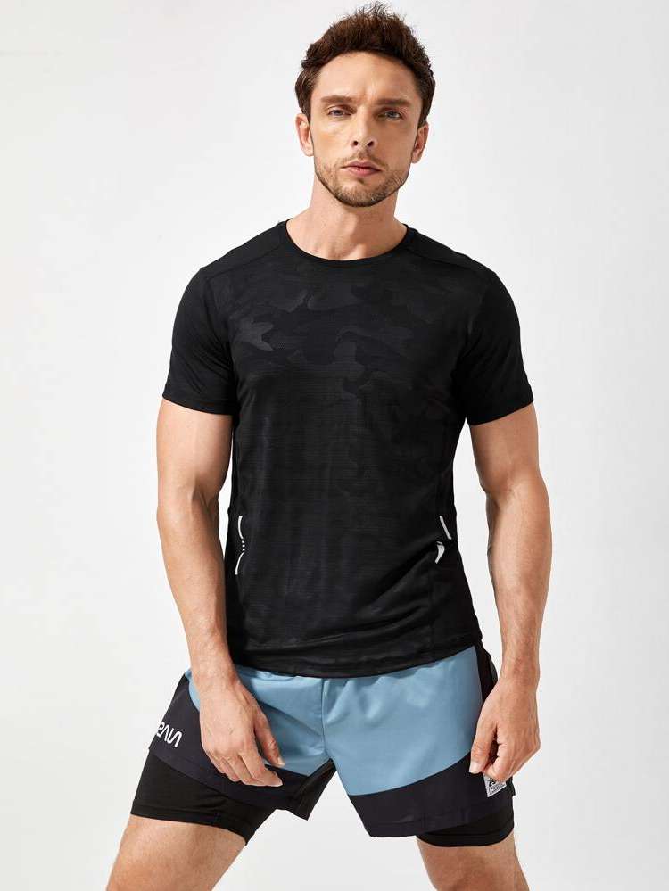 Black  Camo Men Activewear 9484