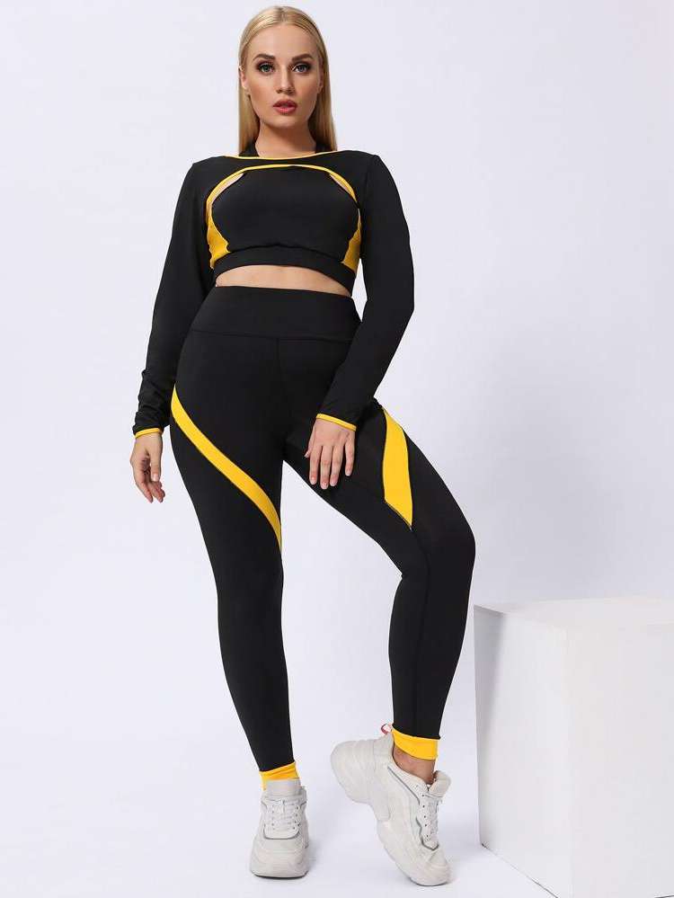 Black Long Sleeve Round Neck Sports 6626