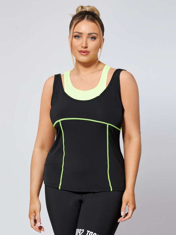  Colorblock Regular Fit Women Plus Activewear 7859