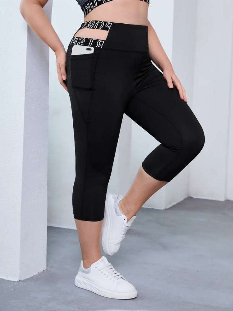  Black  Plus Size Sports Leggings  Pants 7390