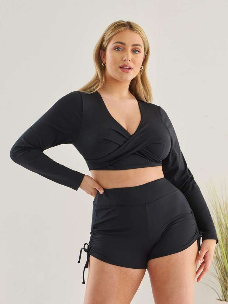   Plain Plus Size Sports Sets 3606