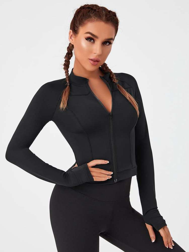 Black Crop  Women Active Tops 1772