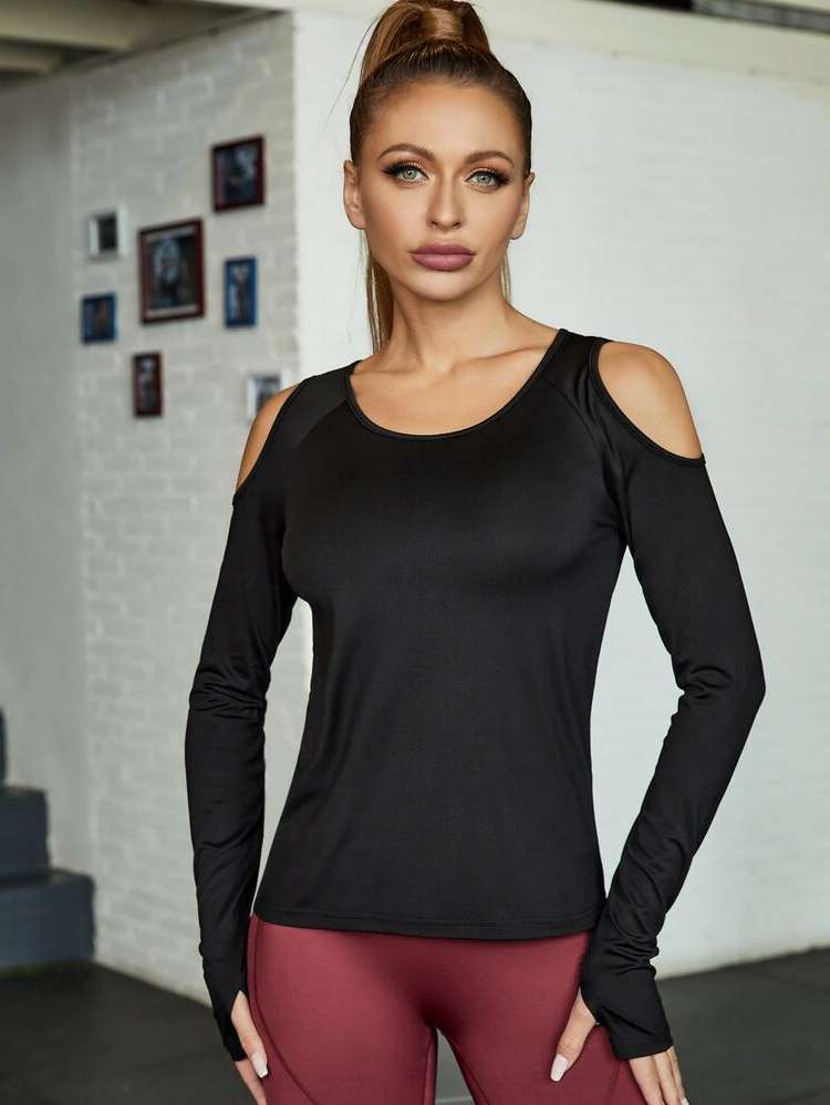 Slim Fit Regular Plain Cut Out Women Activewear 644