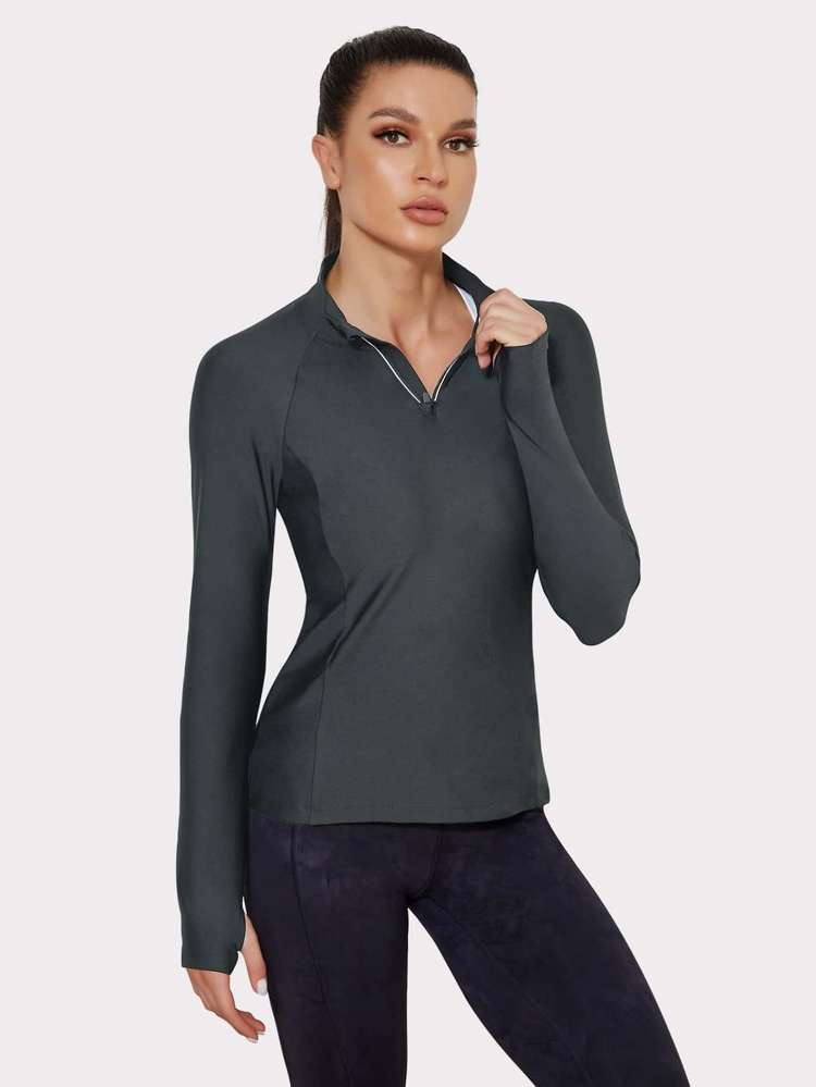 Black Long Sleeve Stand Collar Sports 864