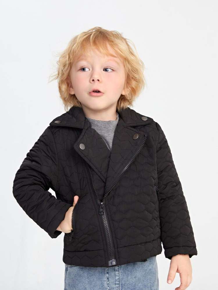 Button Plain Regular Black Kids Clothing 714