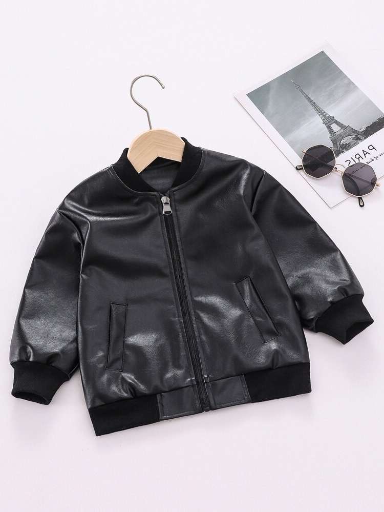 Casual Plain Regular Fit Baseball Collar Kids Clothing 3762