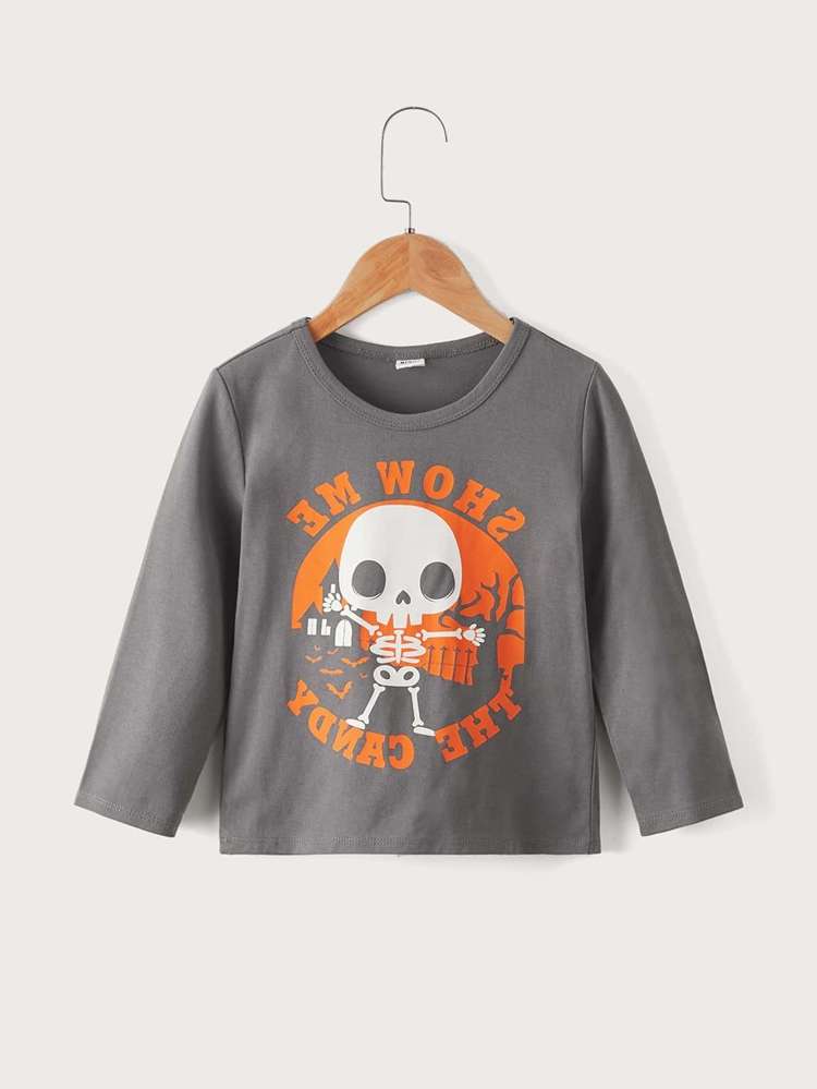 Regular Round Neck Casual Halloween Toddler Boy T-Shirts 9409