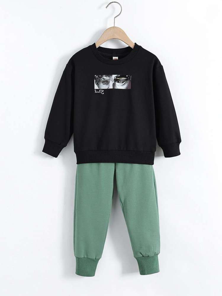  Letter Black Casual Kids Clothing 9598